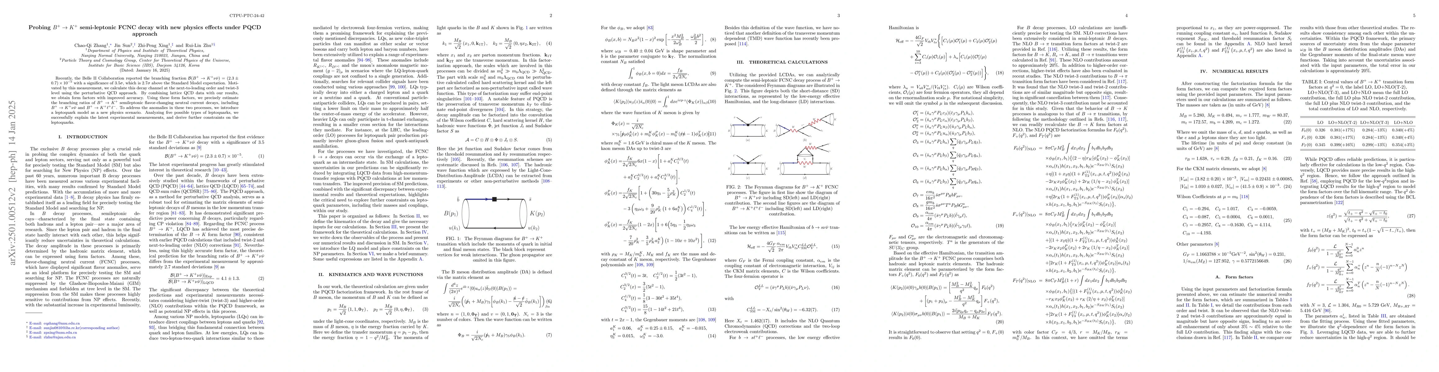 Thumbnail for Probing $B^+ \to K^+$ semi-leptonic FCNC decay with new physics effects
  under PQCD approach