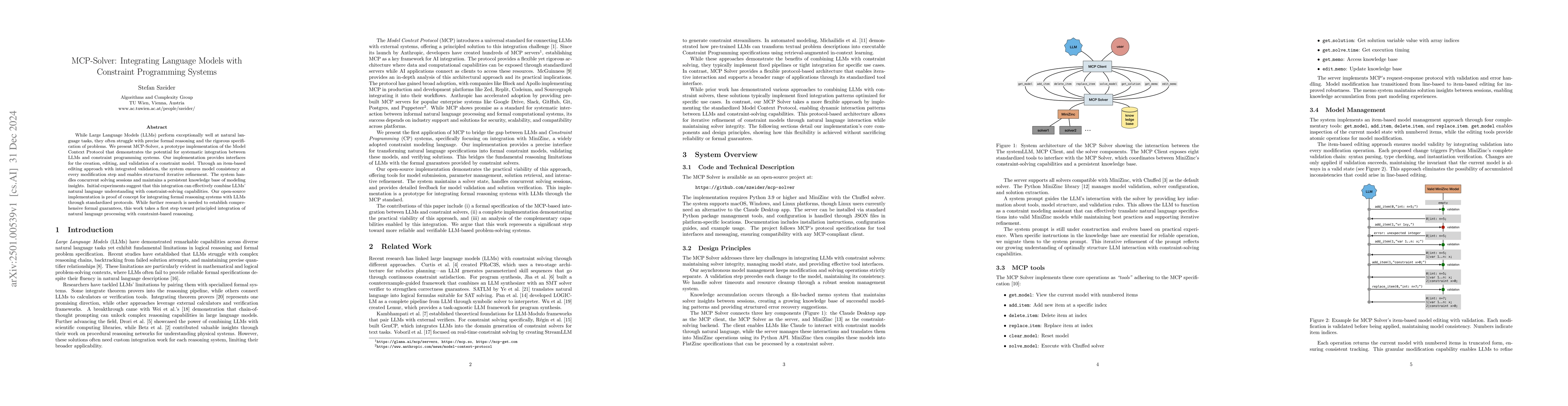 Thumbnail for MCP-Solver: Integrating Language Models with Constraint Programming
  Systems