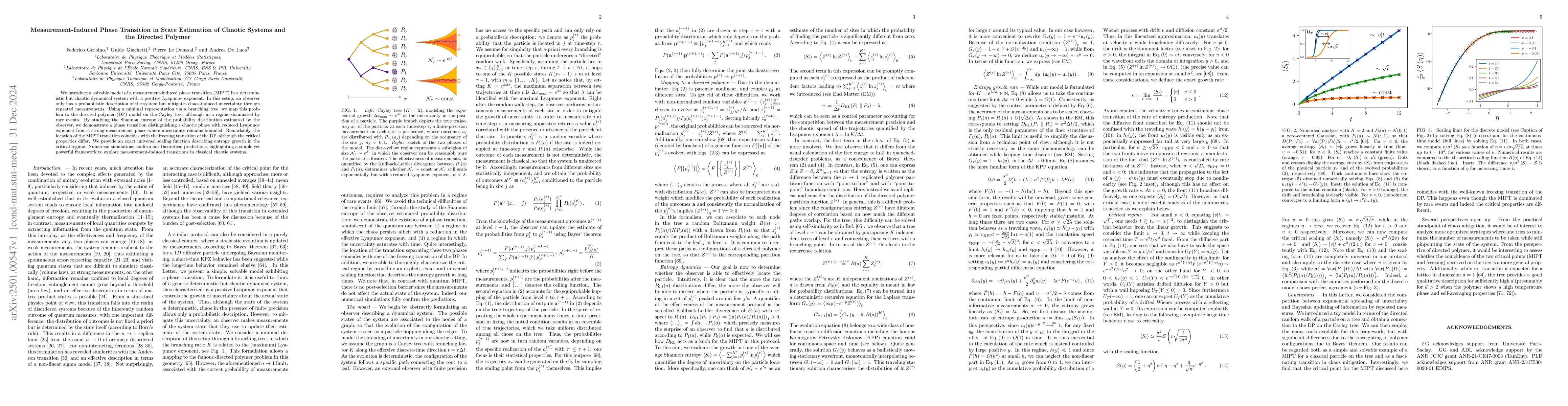 Thumbnail for Measurement-Induced Phase Transition in State Estimation of Chaotic
  Systems and the Directed Polymer