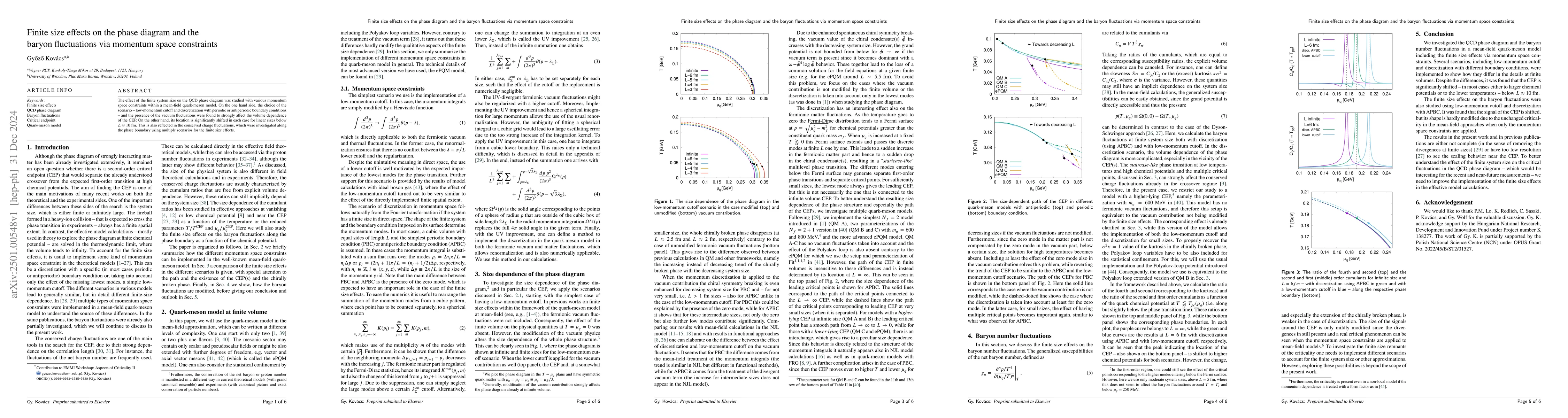 Thumbnail for Finite size effects on the phase diagram and the baryon fluctuations via
  momentum space constraints