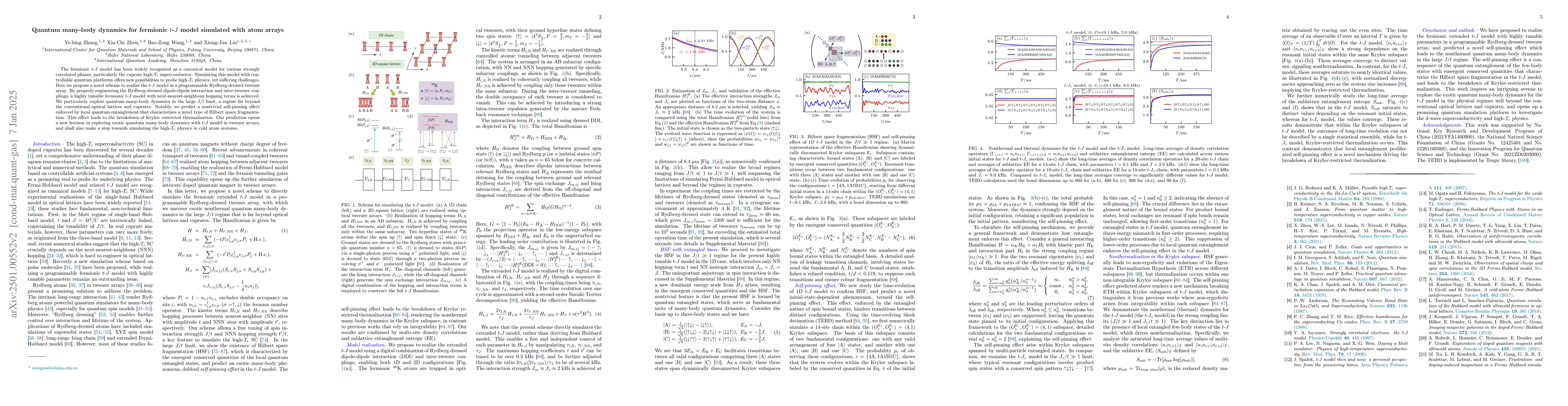 Thumbnail for Quantum many-body dynamics for fermionic t-J model simulated with atom
  arrays