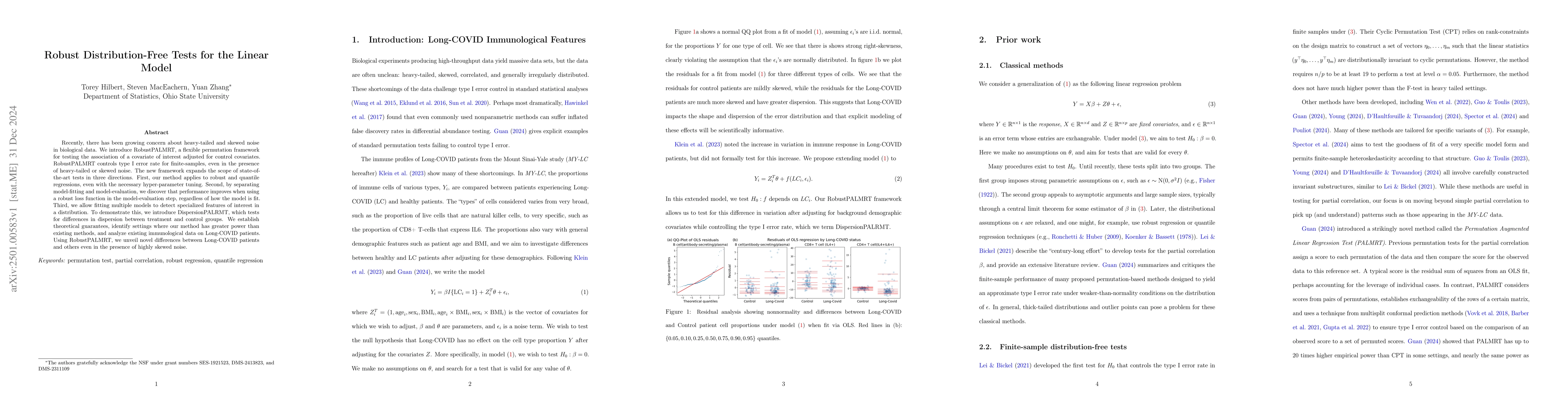 Thumbnail for Robust distribution-free tests for the linear model