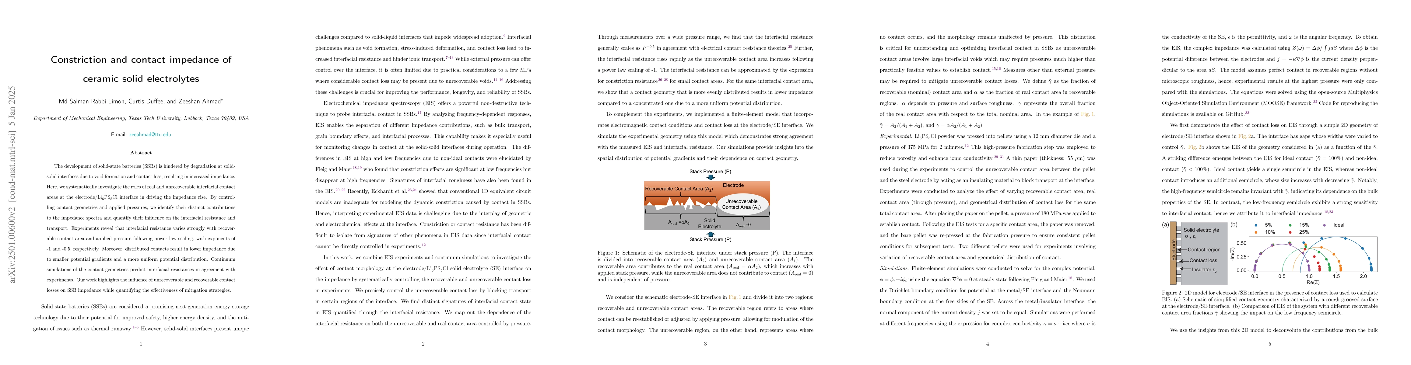 Thumbnail for Constriction and contact impedance of ceramic solid electrolytes