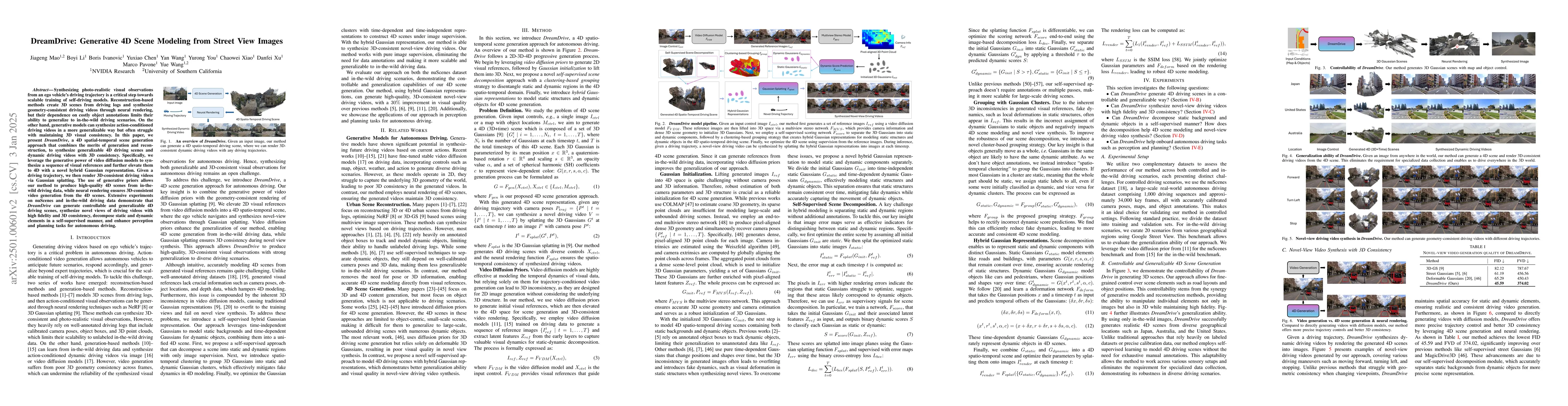 Thumbnail for DreamDrive: Generative 4D Scene Modeling from Street View Images