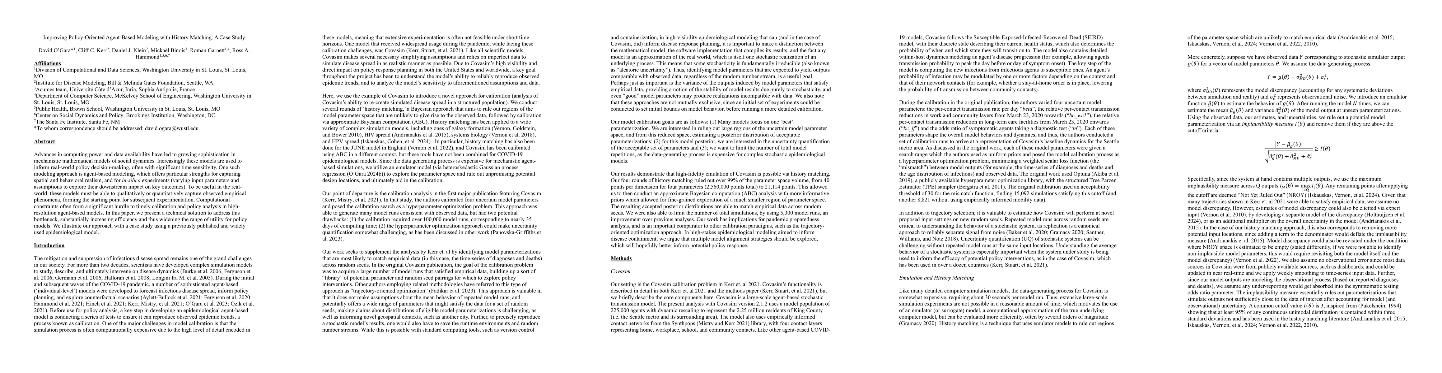 Thumbnail for Improving Policy-Oriented Agent-Based Modeling with History Matching: A
  Case Study
