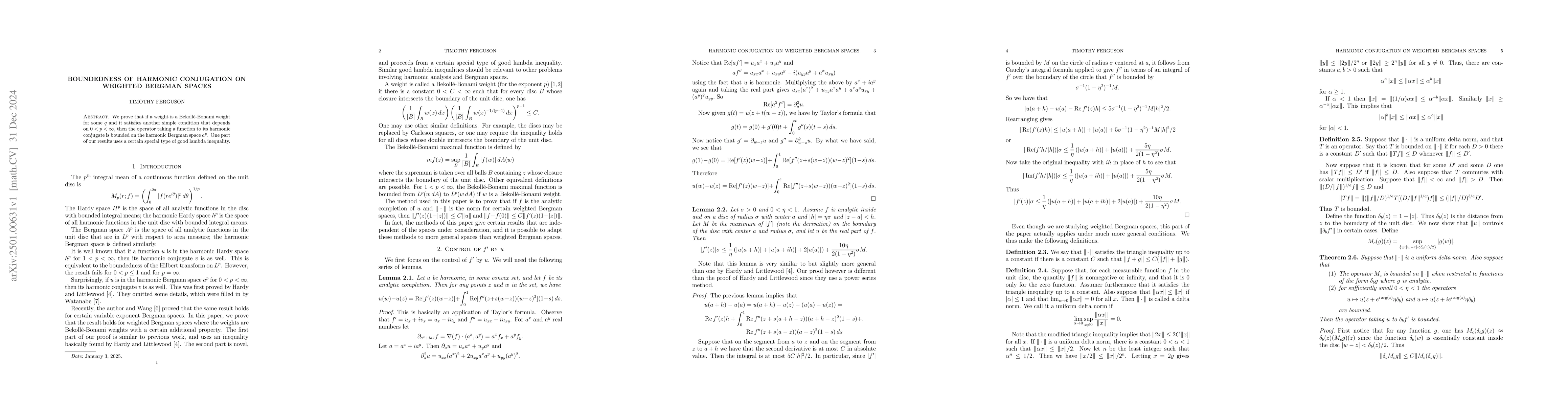 Thumbnail for Boundedness of Harmonic Conjugation on Weighted Bergman Spaces