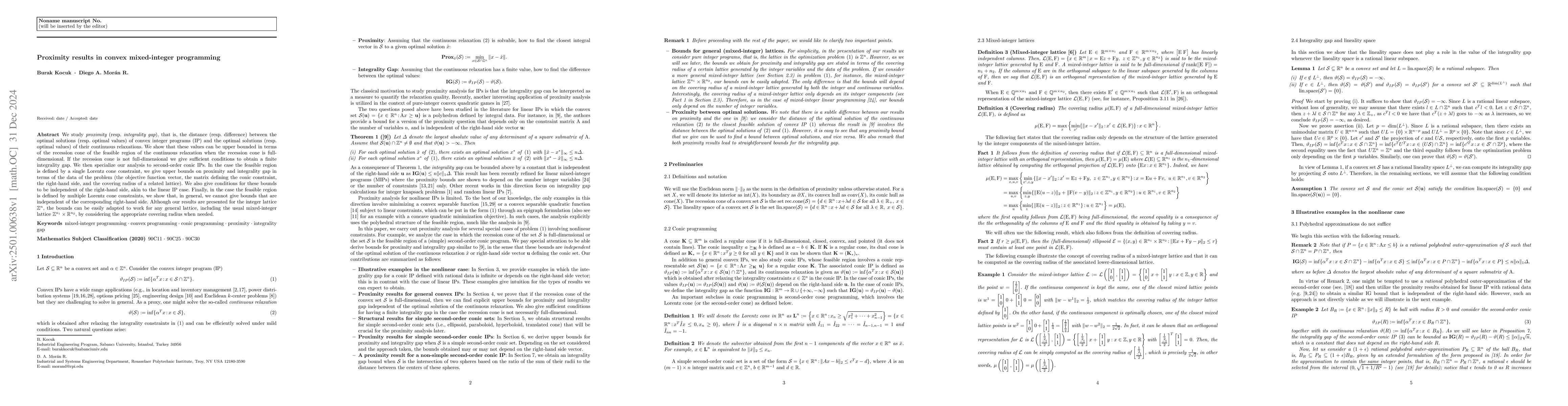 Thumbnail for Proximity results in convex mixed-integer programming