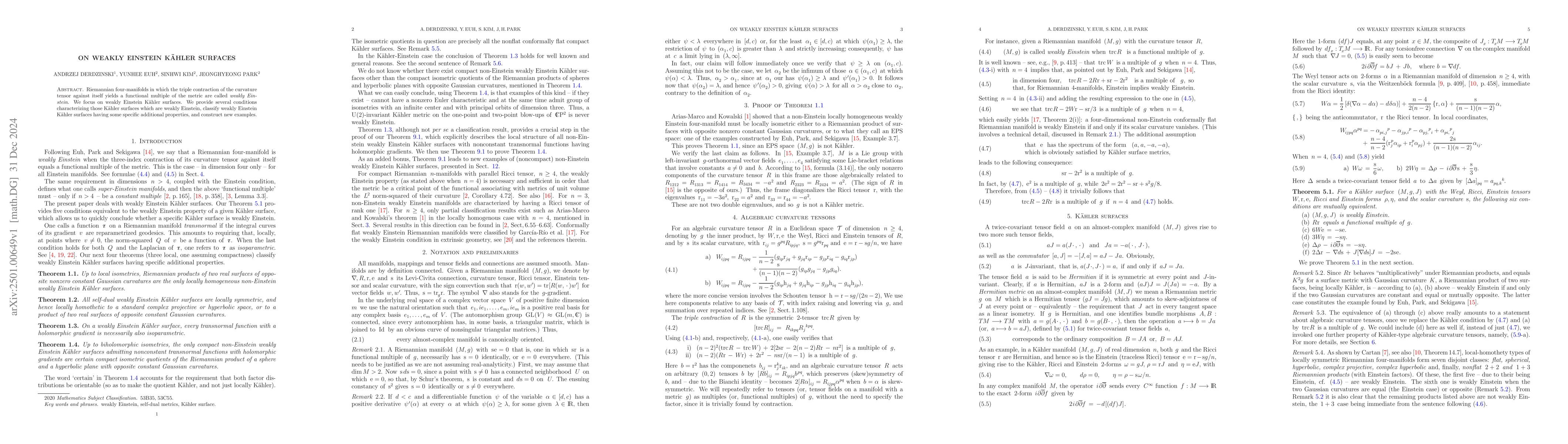 Thumbnail for On weakly Einstein Kähler surfaces