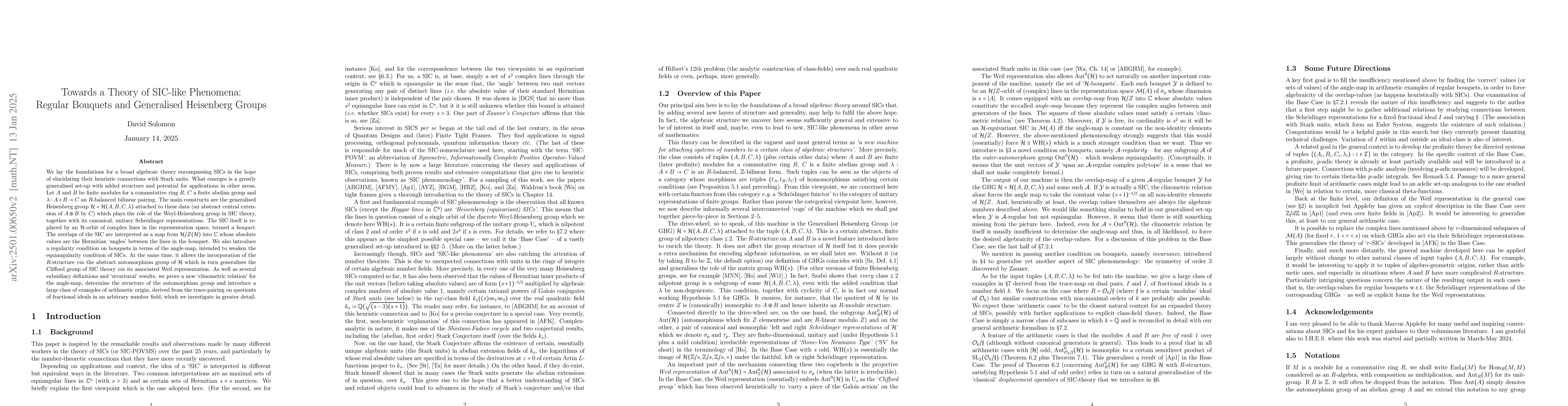 Thumbnail for Towards a Theory of SIC-like Phenomena: Regular Bouquets and Generalised
  Heisenberg Groups