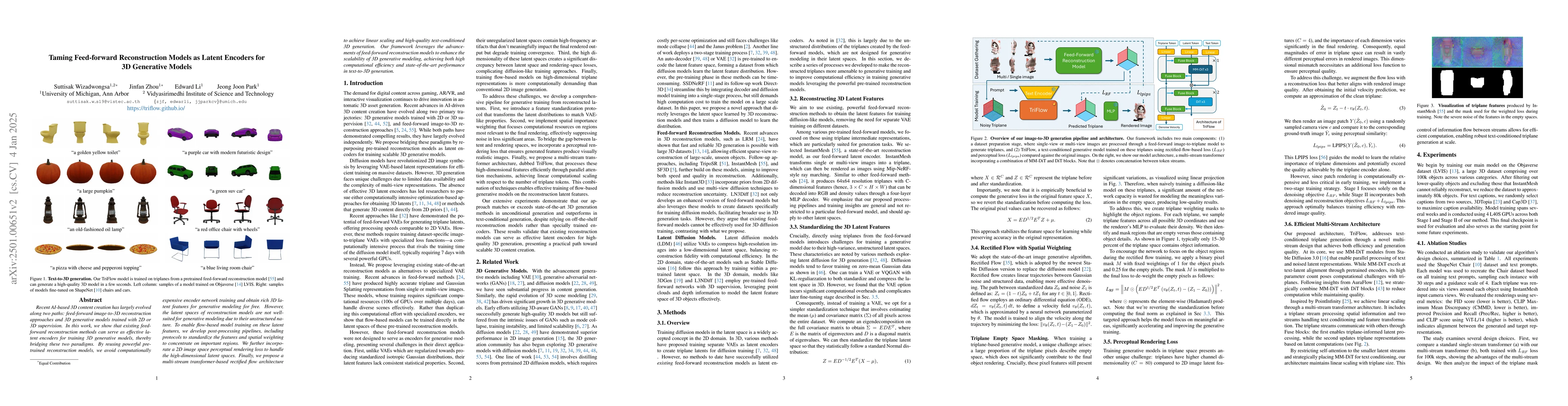 Thumbnail for Taming Feed-forward Reconstruction Models as Latent Encoders for 3D
  Generative Models