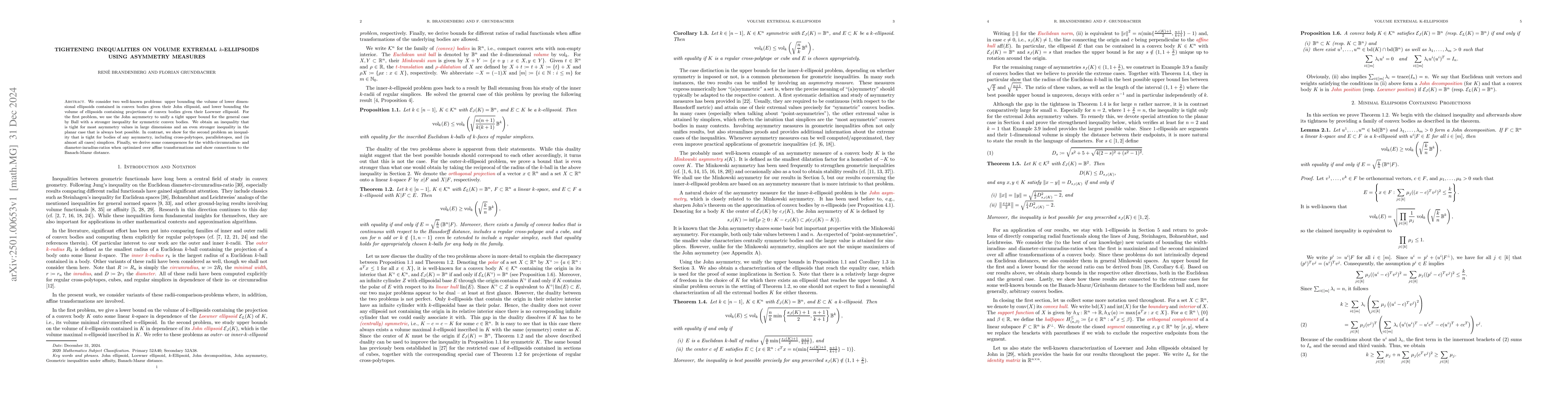 Thumbnail for Tightening Inequalities on Volume Extremal $k$-Ellipsoids Using
  Asymmetry Measures