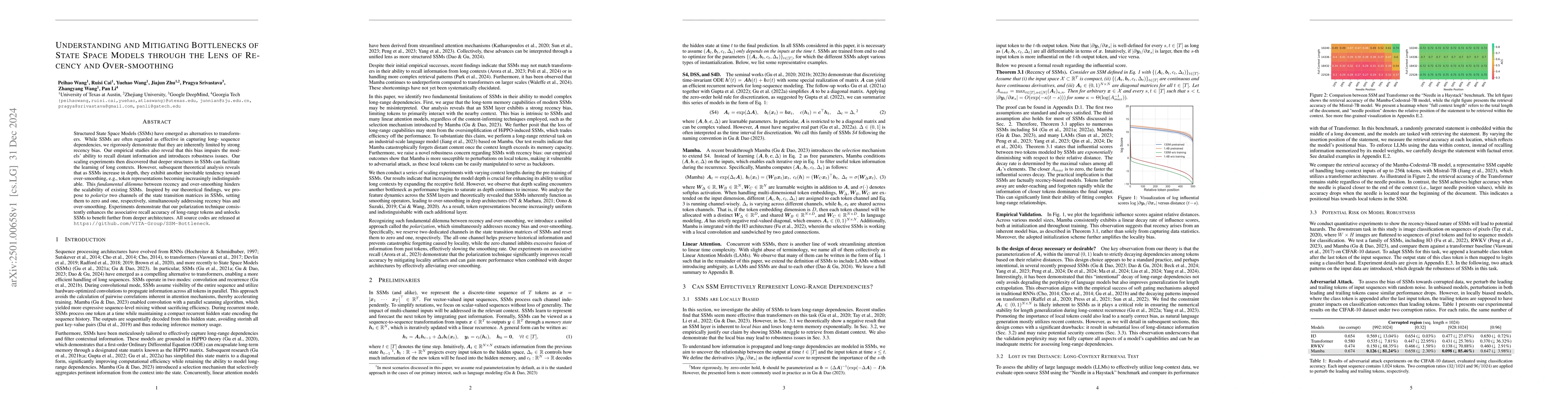 Thumbnail for Understanding and Mitigating Bottlenecks of State Space Models through
  the Lens of Recency and Over-smoothing