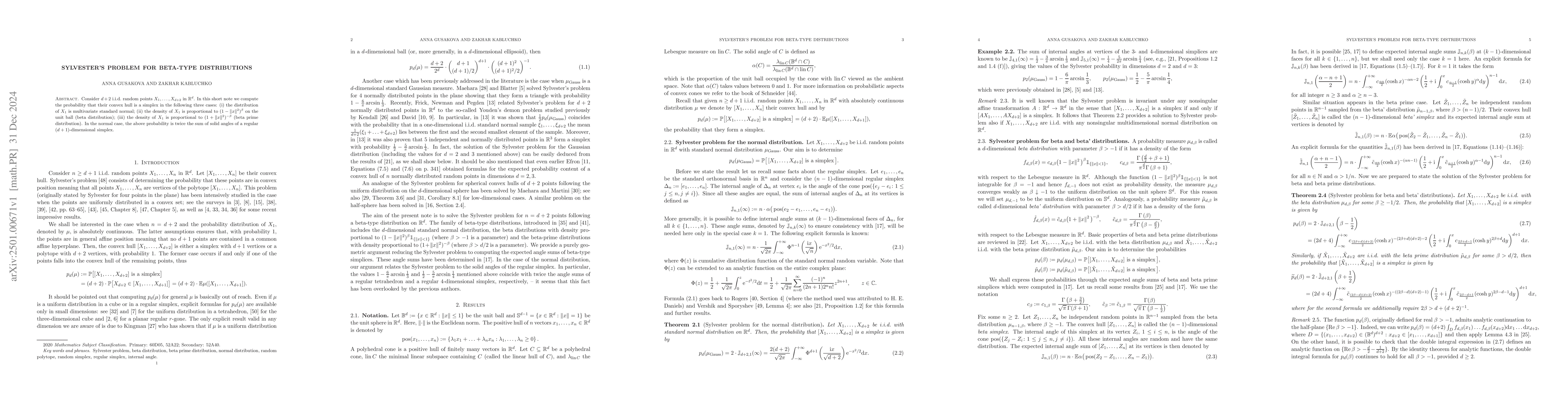 Thumbnail for Sylvester's problem for beta-type distributions