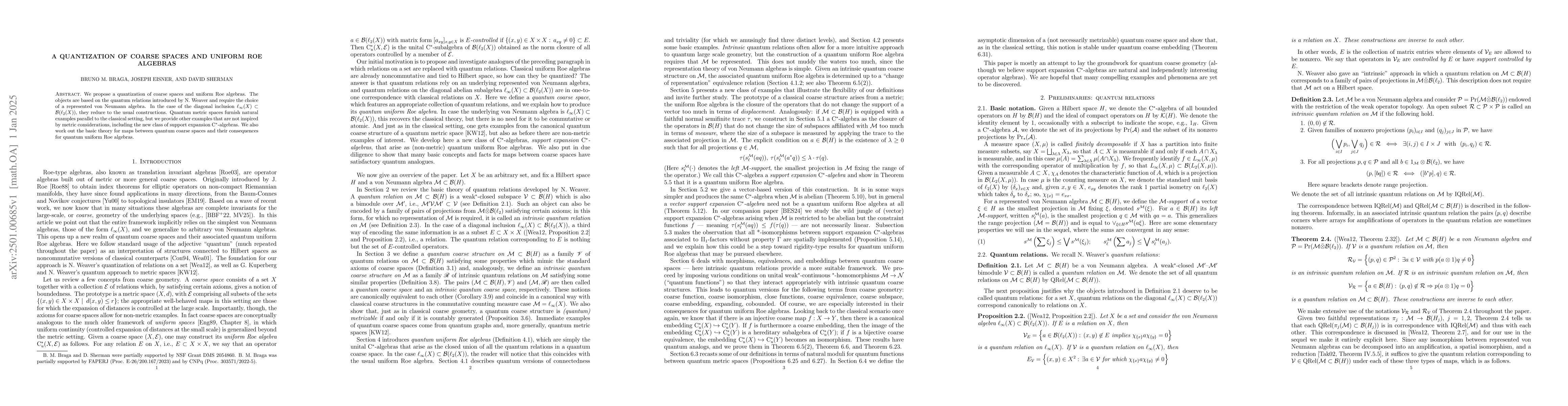 Thumbnail for A quantization of coarse spaces and uniform Roe algebras