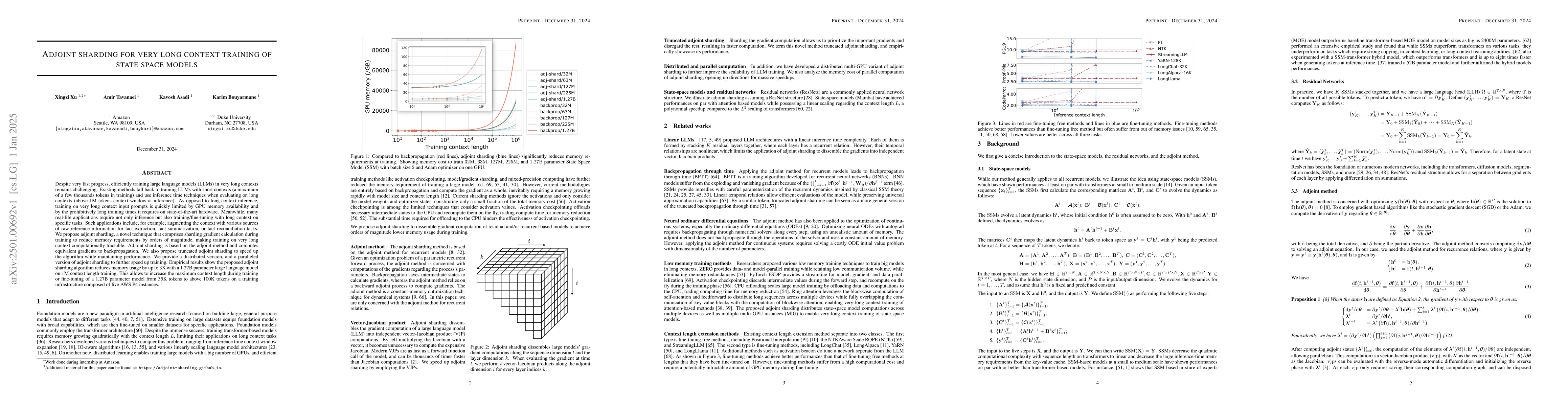 Thumbnail for Adjoint sharding for very long context training of state space models