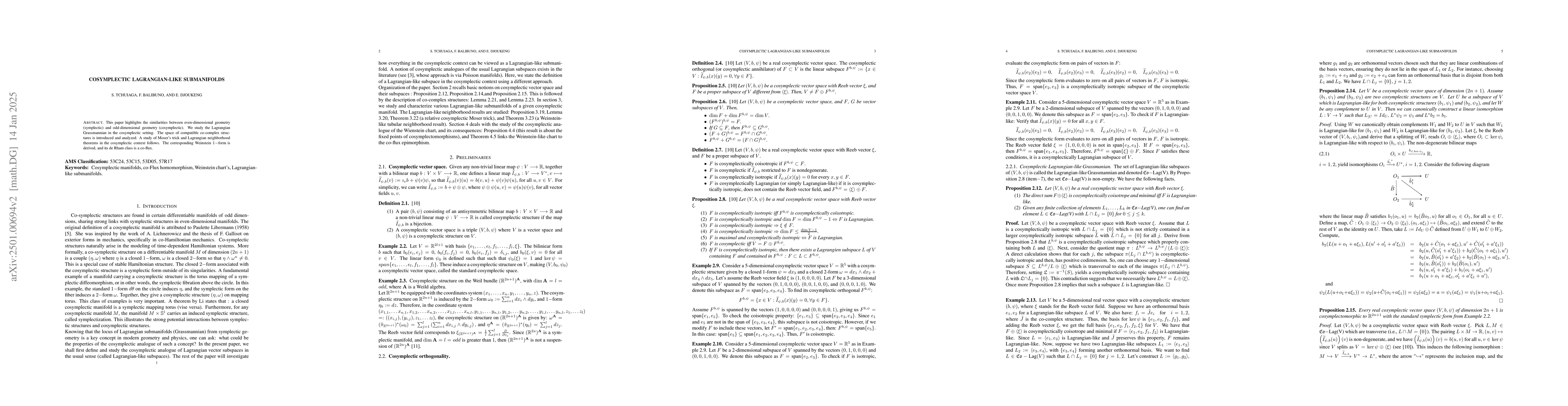Thumbnail for Cosymplectic Lagrangian-like submanifolds