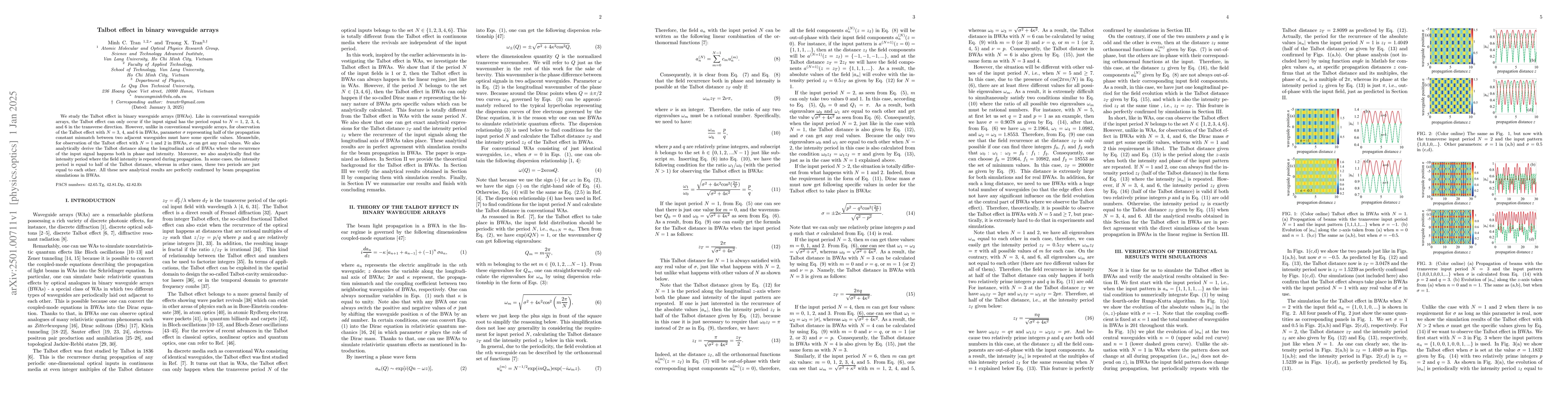 Thumbnail for Talbot effect in binary waveguide arrays