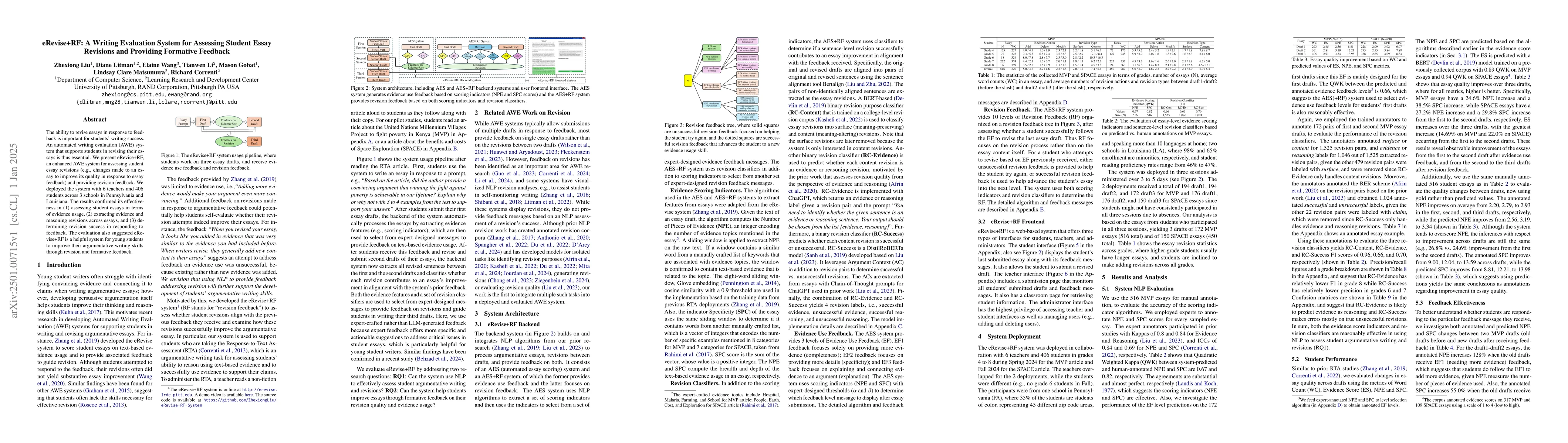 Thumbnail for eRevise+RF: A Writing Evaluation System for Assessing Student Essay
  Revisions and Providing Formative Feedback