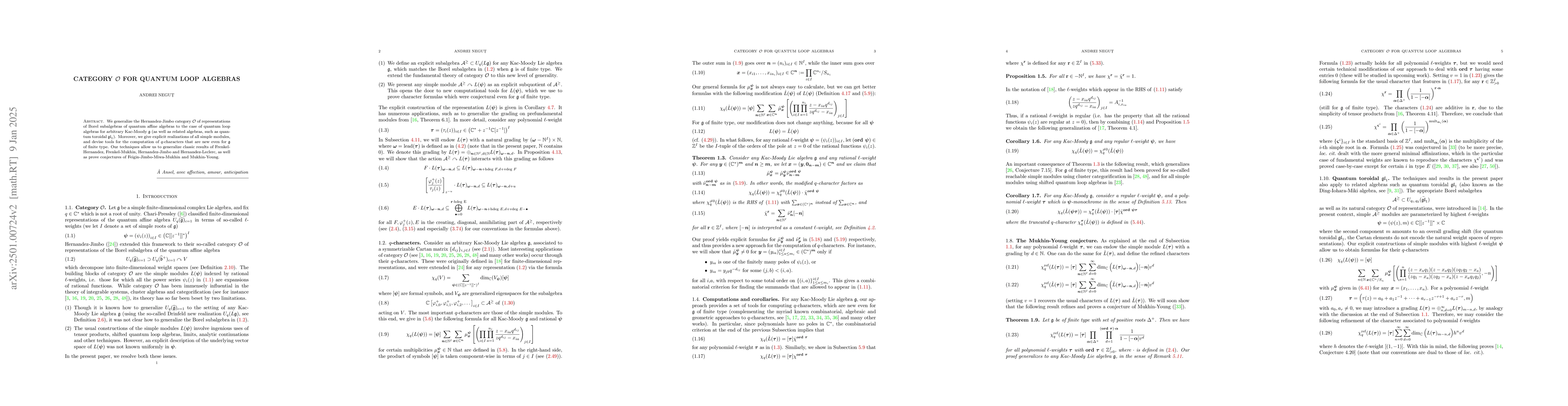 Thumbnail for Category O for quantum loop algebras