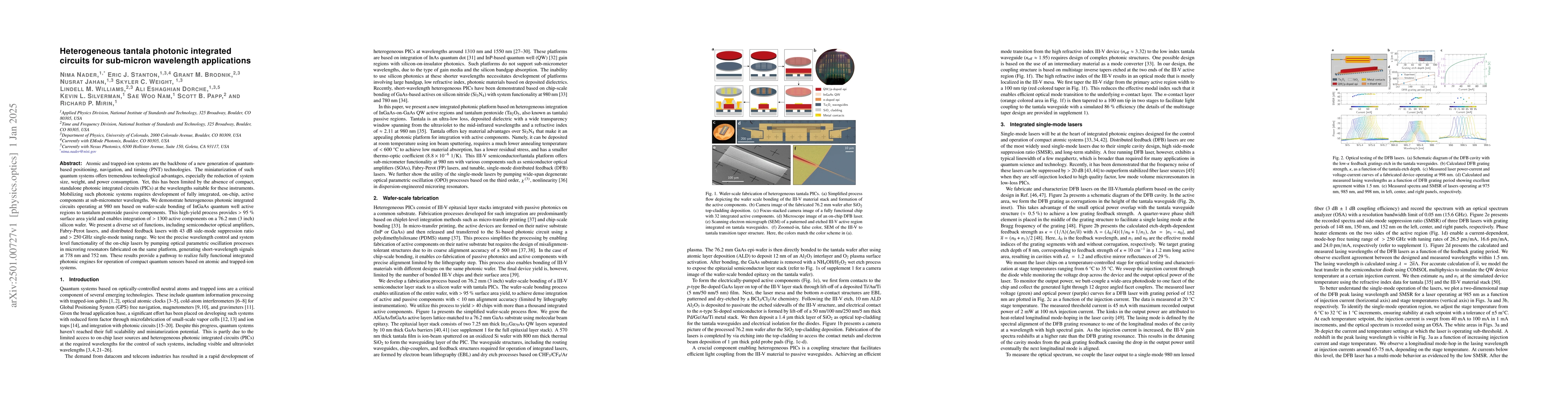 Thumbnail for Heterogeneous tantala photonic integrated circuits for sub-micron
  wavelength applications