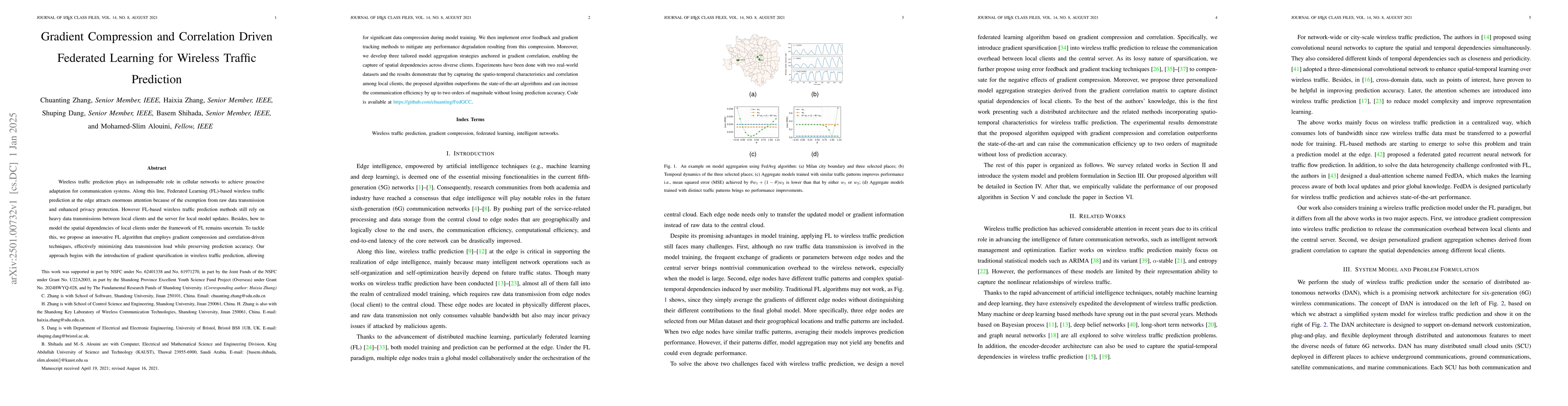 Thumbnail for Gradient Compression and Correlation Driven Federated Learning for
  Wireless Traffic Prediction