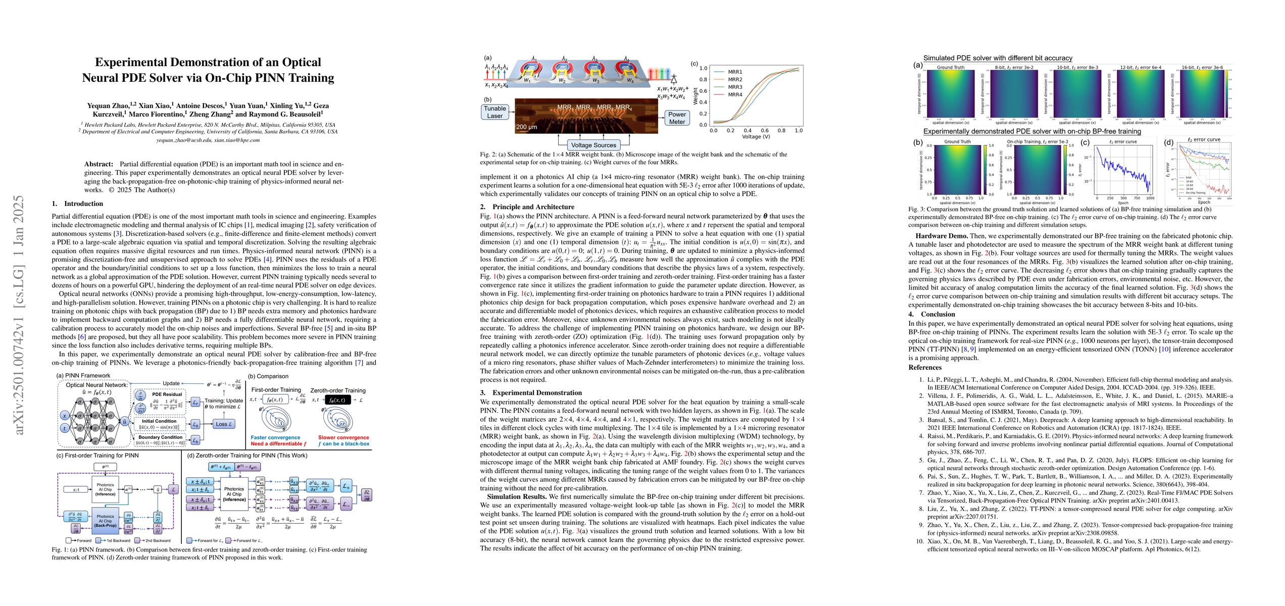 Thumbnail for Experimental Demonstration of an Optical Neural PDE Solver via On-Chip
  PINN Training