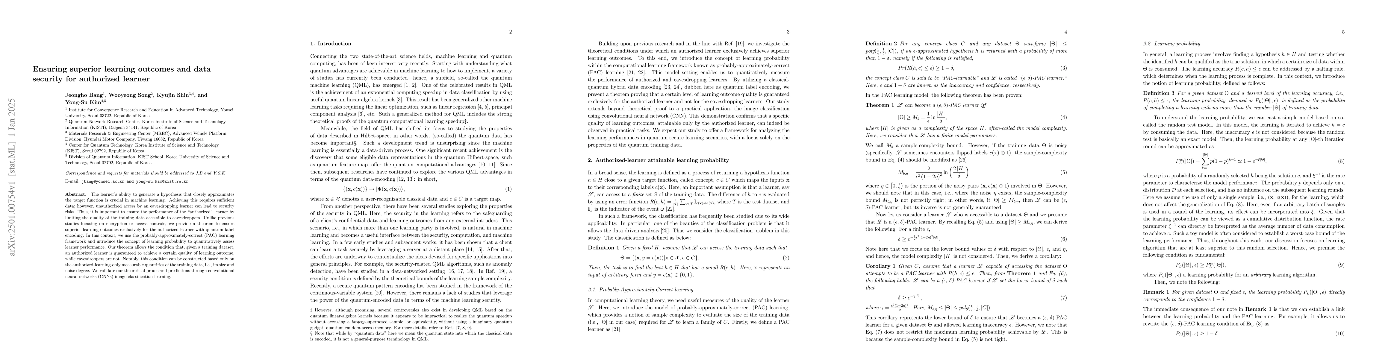 Thumbnail for Ensuring superior learning outcomes and data security for authorized
  learner