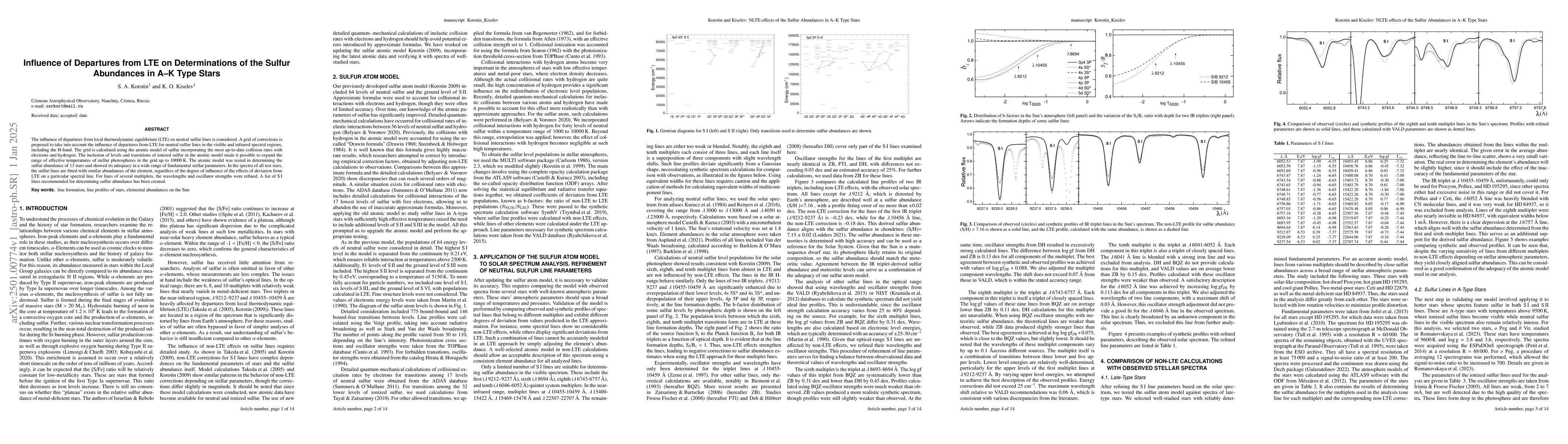 Thumbnail for Influence of departures from LTE on determinations of the sulfur
  abundances in A-K type stars