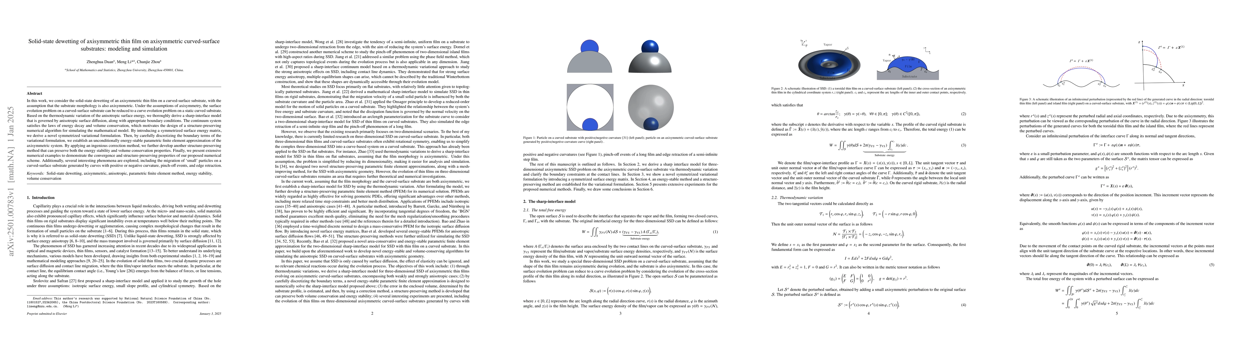 Thumbnail for Solid-state dewetting of axisymmetric thin film on axisymmetric
  curved-surface substrates: modeling and simulation