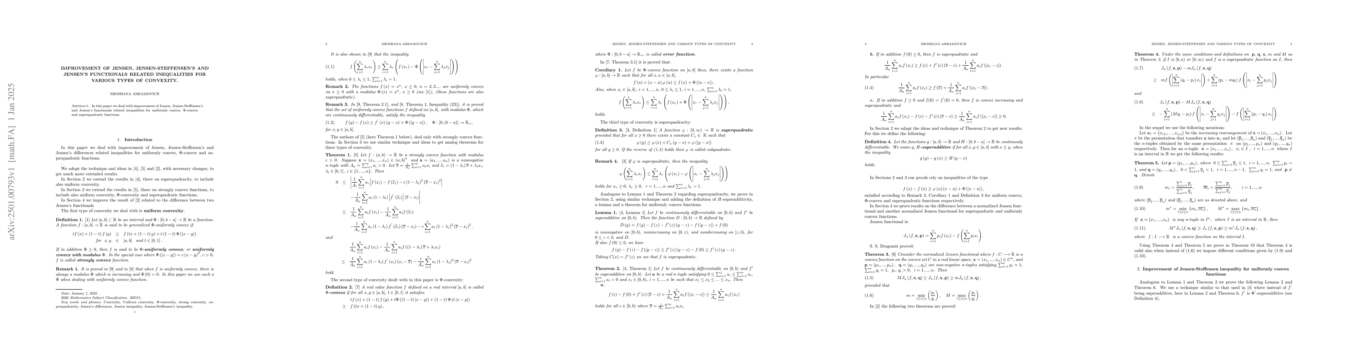 Thumbnail for Improvement of Jensen, Jensen-Steffensen's, and Jensen's functionals
  related inequalities for various types of convexity