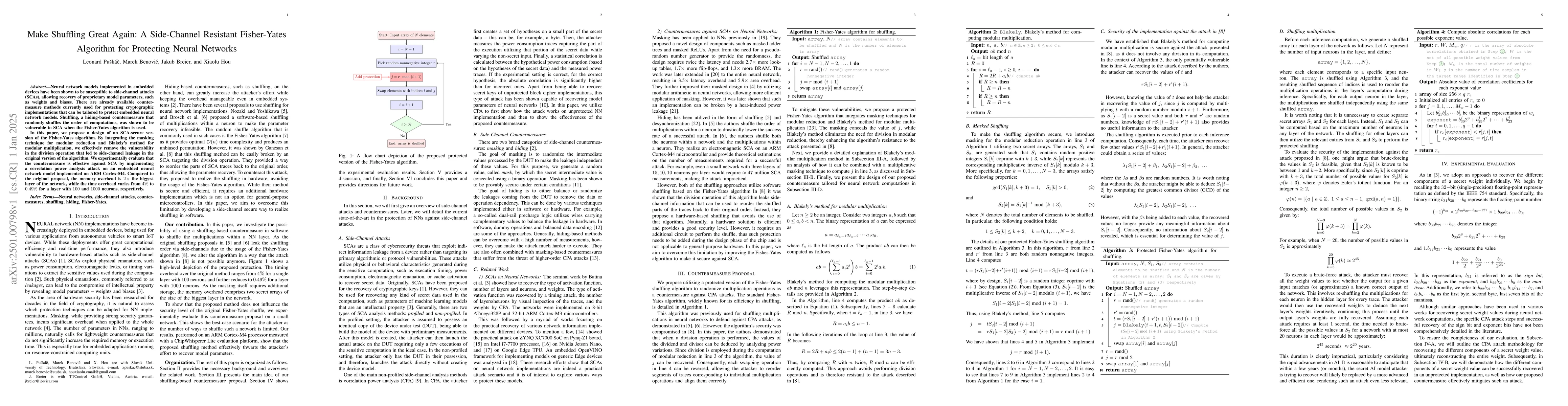 Thumbnail for Make Shuffling Great Again: A Side-Channel Resistant Fisher-Yates
  Algorithm for Protecting Neural Networks