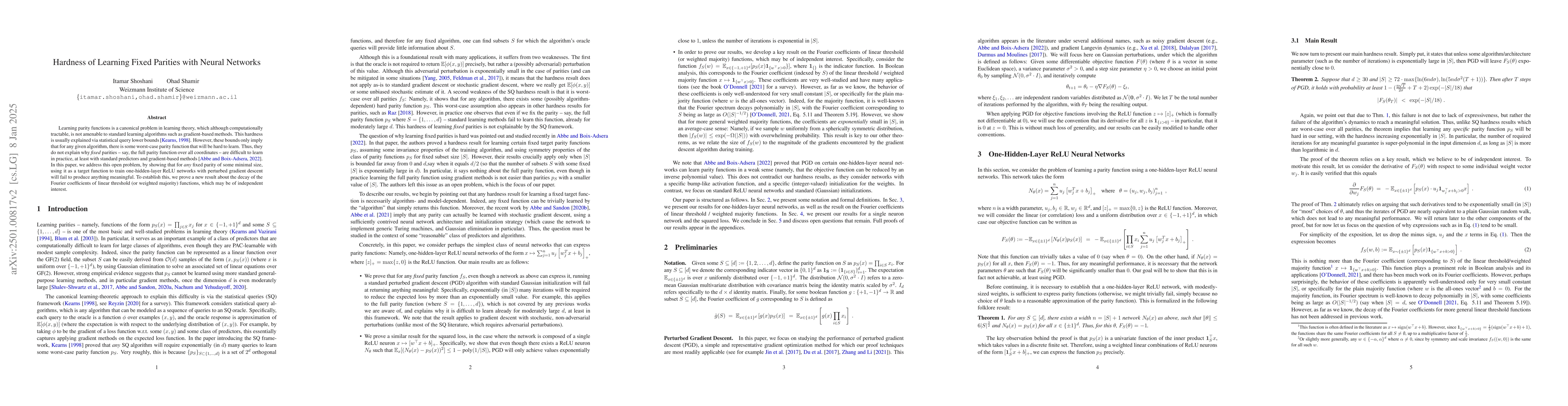 Thumbnail for Hardness of Learning Fixed Parities with Neural Networks