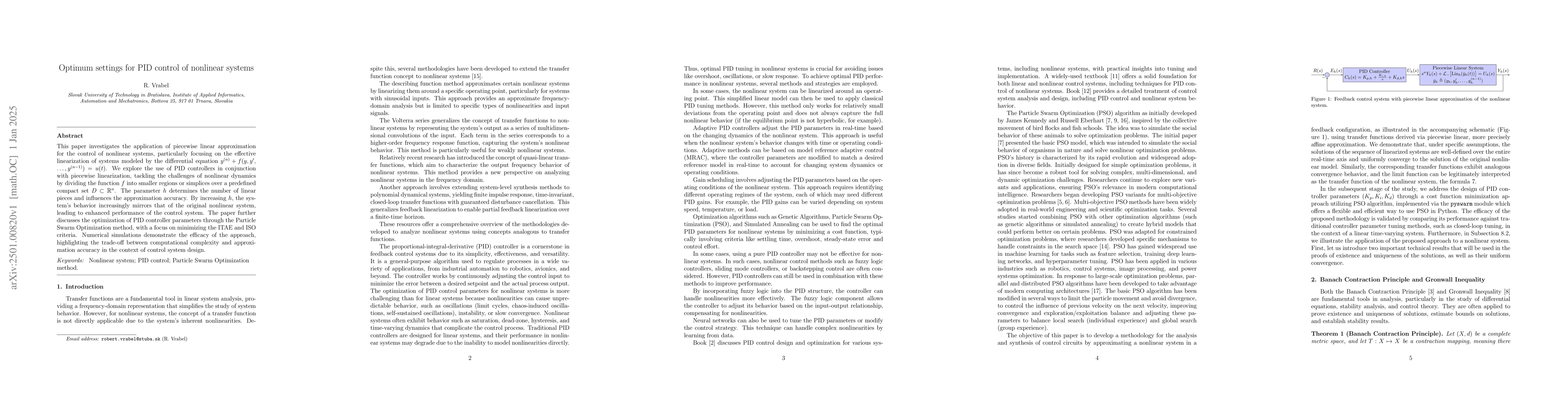 Thumbnail for Optimum settings for PID control of nonlinear systems