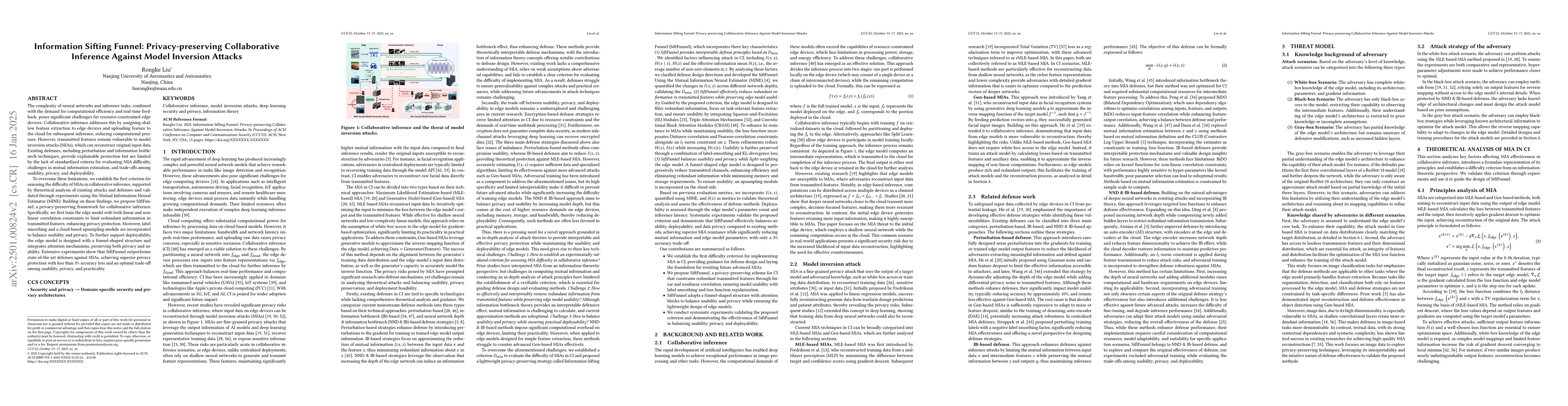 Thumbnail for Information Sifting Funnel: Privacy-preserving Collaborative Inference
  Against Model Inversion Attacks