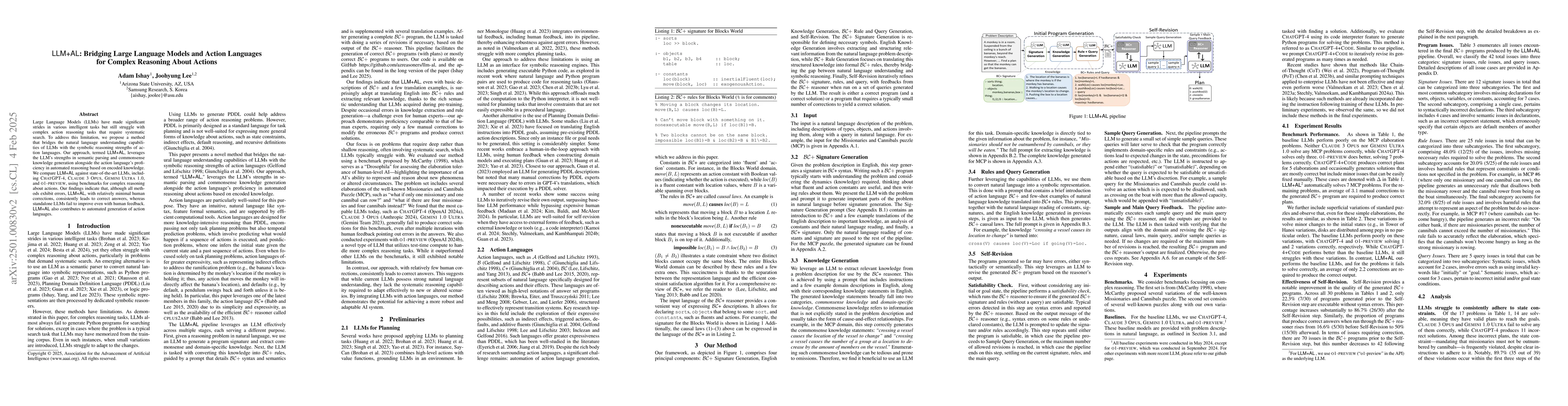 Thumbnail for LLM+AL: Bridging Large Language Models and Action Languages for Complex
  Reasoning about Actions