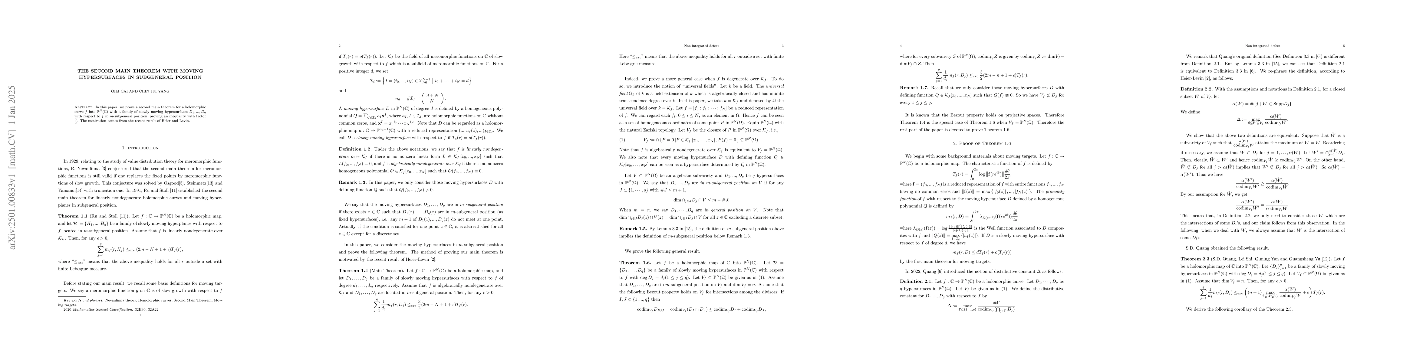 Thumbnail for The Second Main Theorem with moving hypersurfaces in subgeneral position