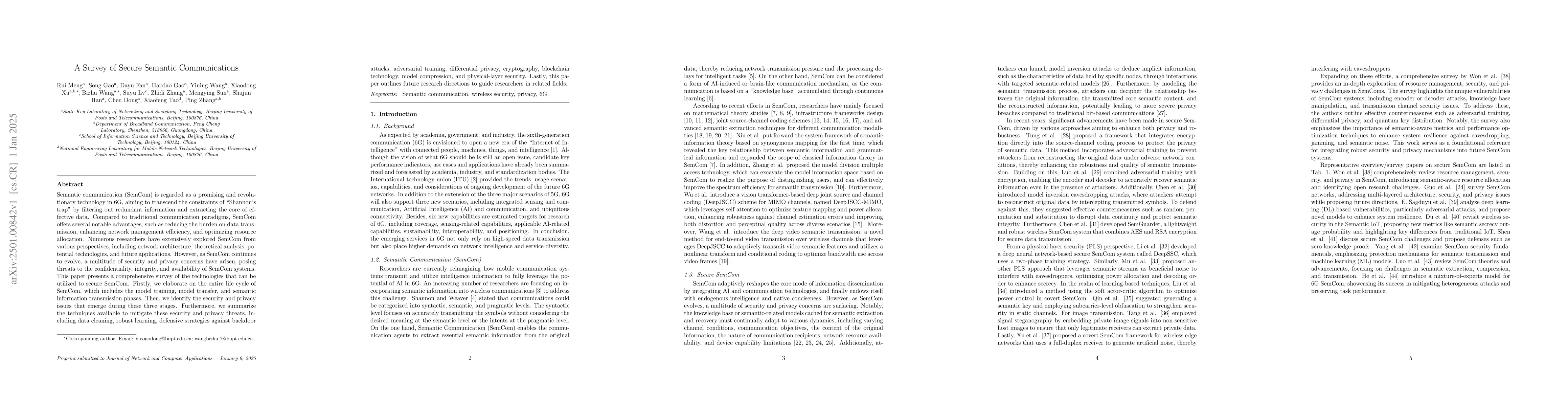 Thumbnail for A Survey of Secure Semantic Communications