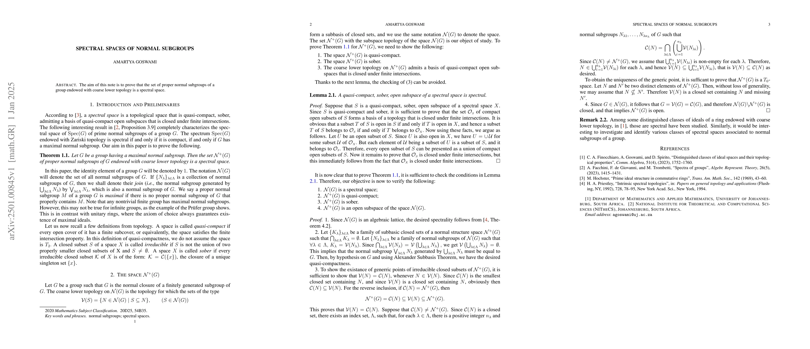 Thumbnail for Spectral spaces of normal subgroups