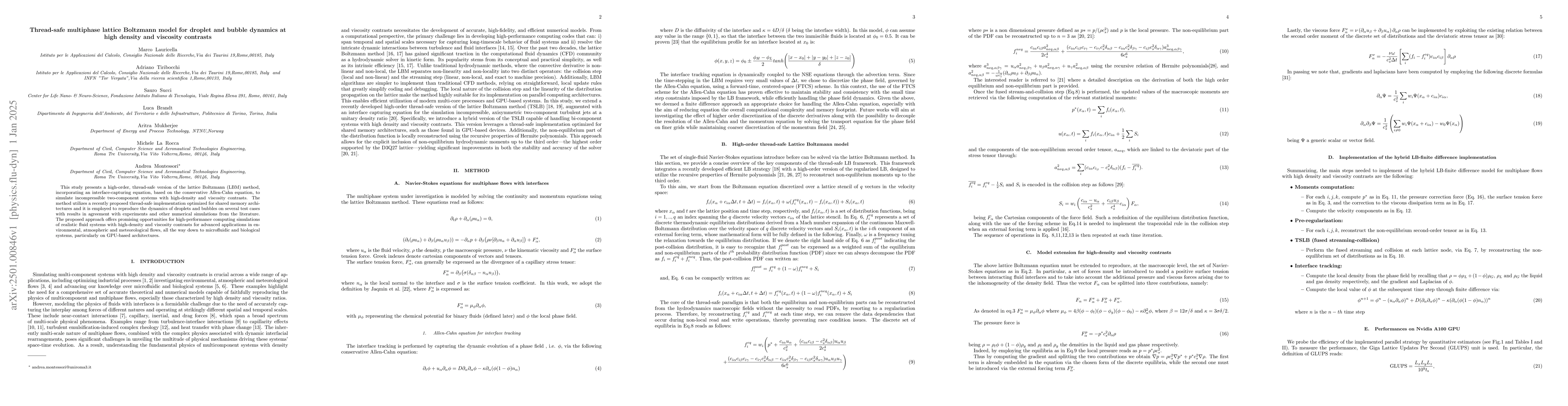 Thumbnail for Thread-safe multiphase lattice Boltzmann model for droplet and bubble
  dynamics at high density and viscosity contrasts