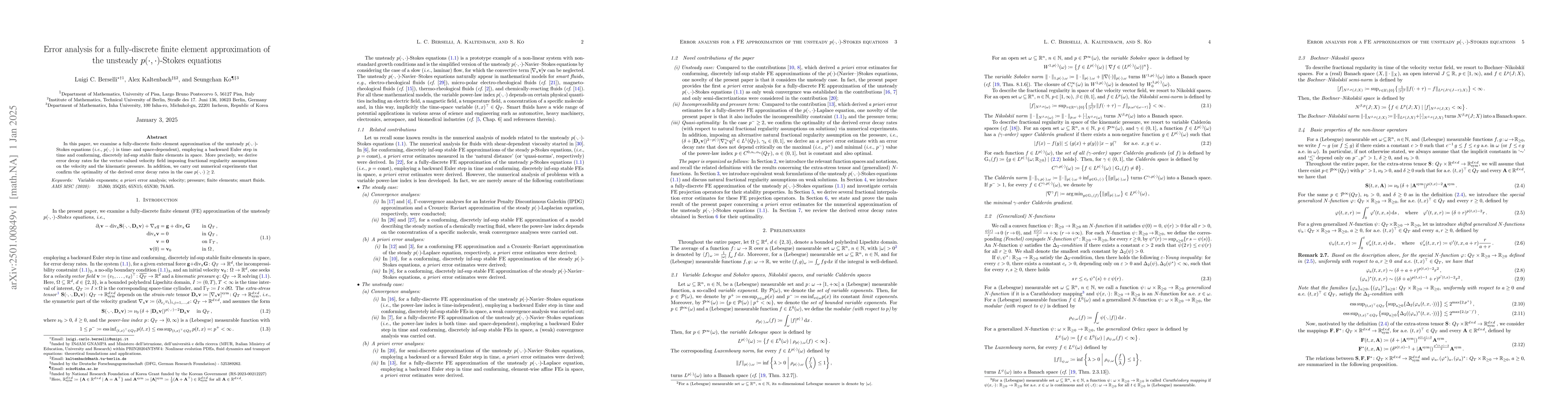 Thumbnail for Error analysis for a fully-discrete finite element approximation of the
  unsteady $p(\cdot,\cdot)$-Stokes equations