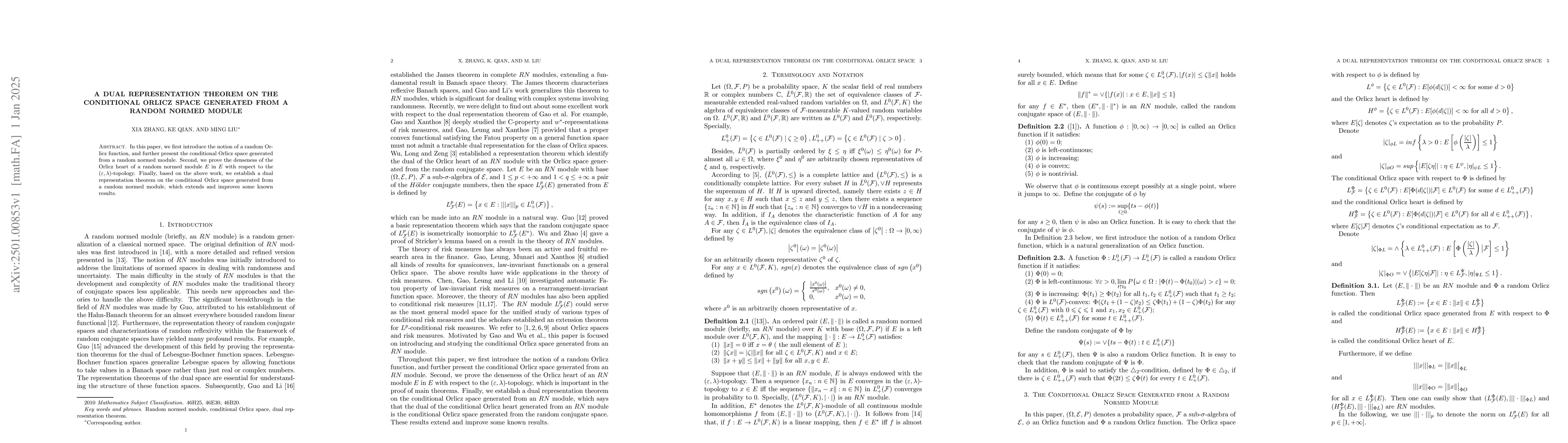 Thumbnail for A dual representation theorem on the conditional Orlicz space generated
  from a random normed module