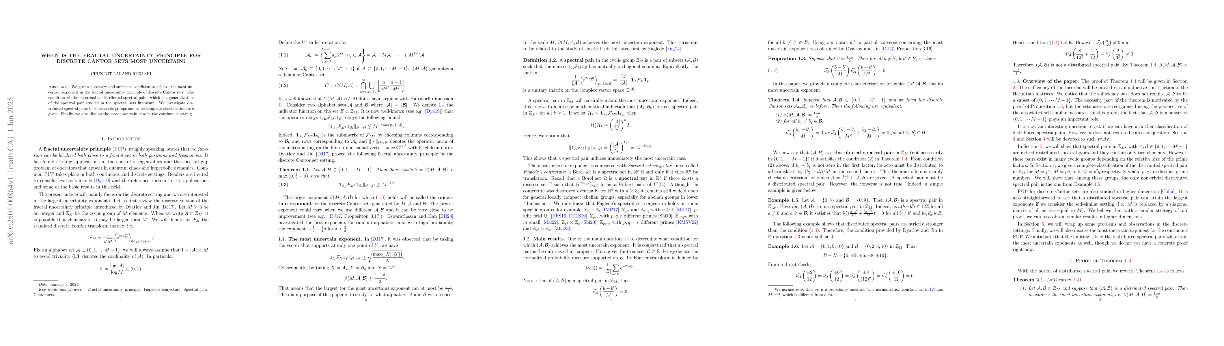 Thumbnail for When is the fractal uncertainty principle for discrete Cantor sets most
  uncertain?