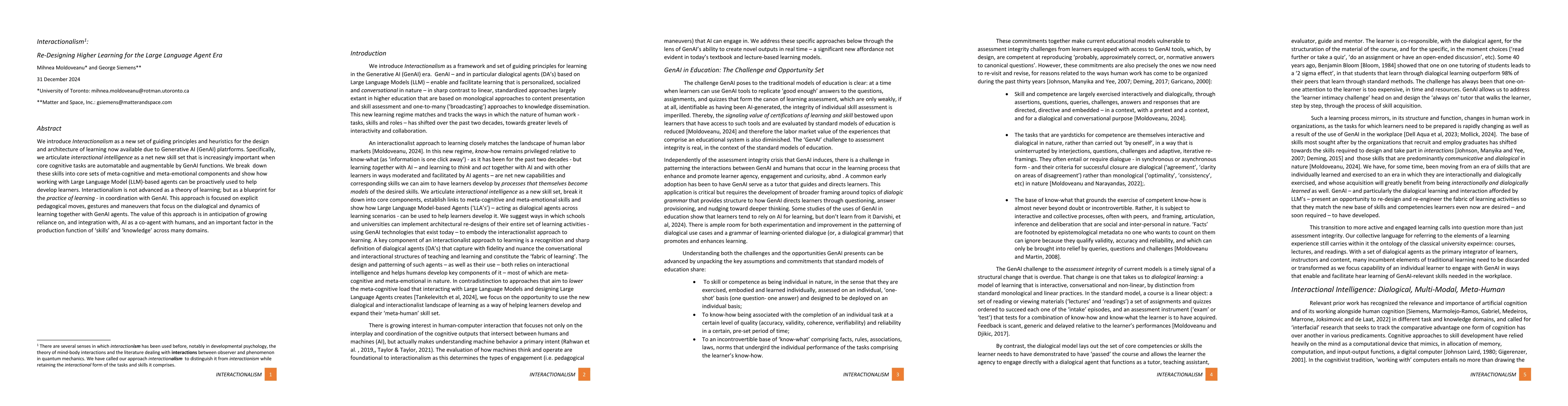 Thumbnail for Interactionalism: Re-Designing Higher Learning for the Large Language
  Agent Era