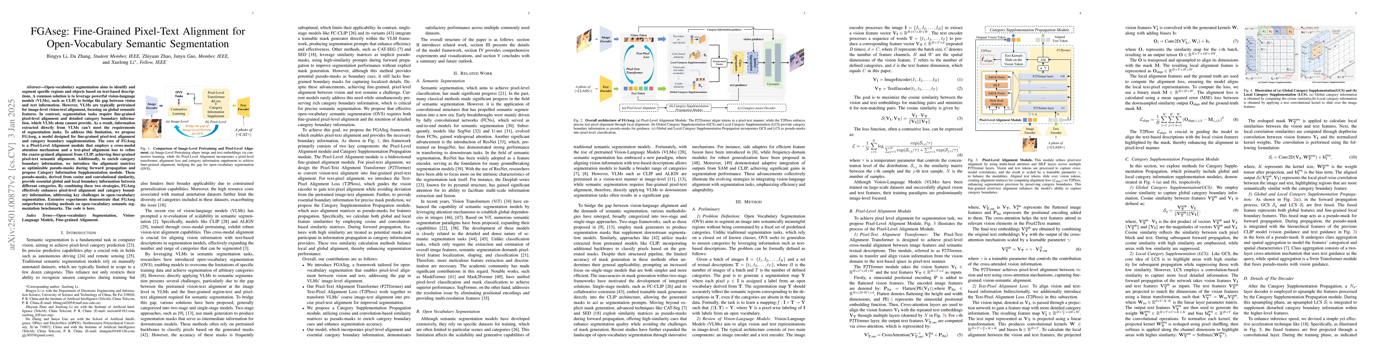 Thumbnail for FGAseg: Fine-Grained Pixel-Text Alignment for Open-Vocabulary Semantic
  Segmentation