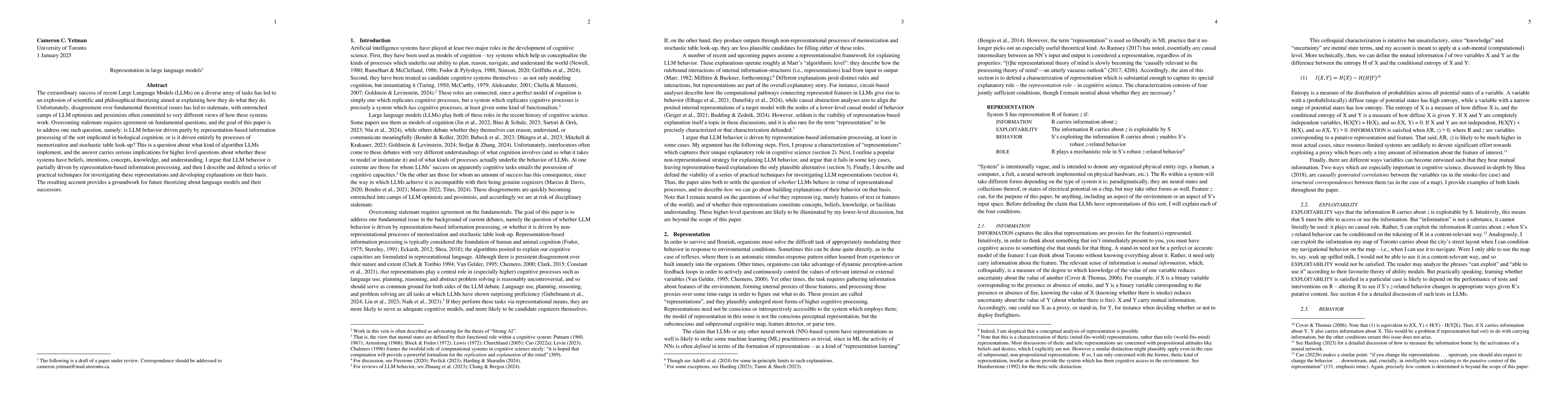 Thumbnail for Representation in large language models
