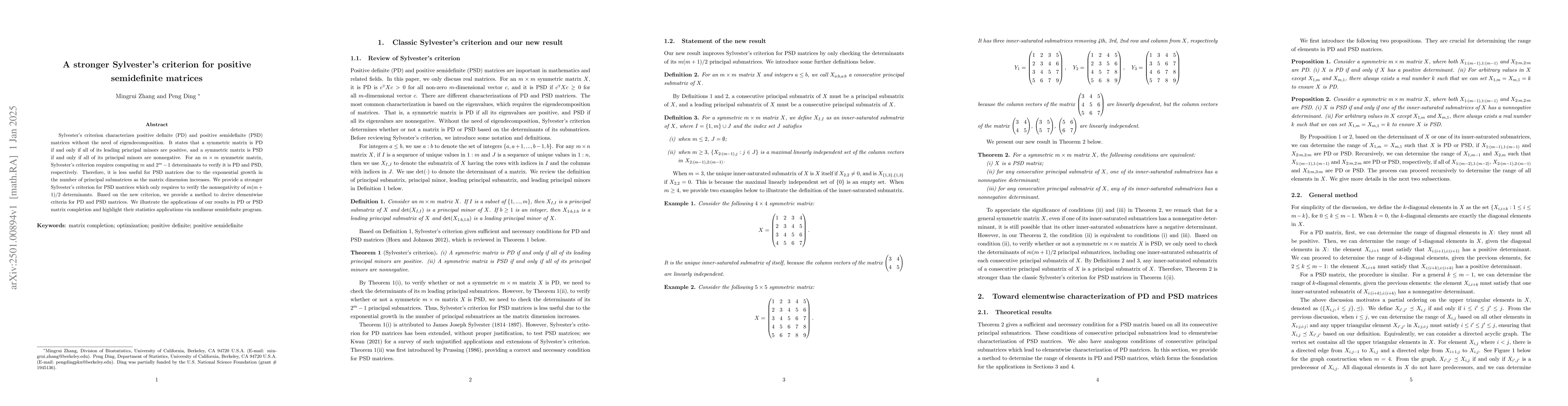 Thumbnail for A stronger Sylvester's criterion for positive semidefinite matrices
