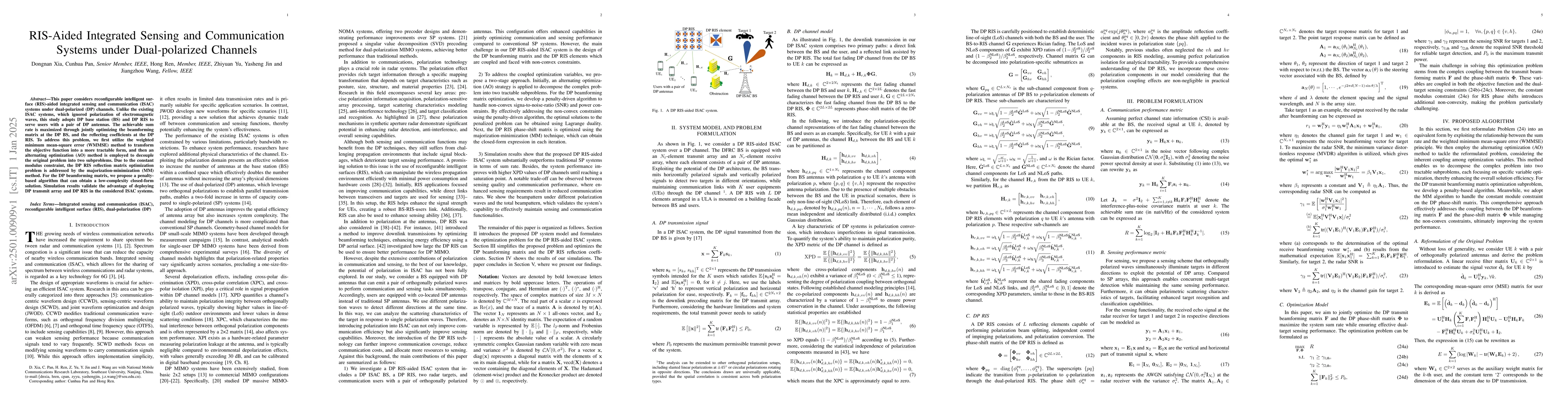 Thumbnail for RIS-Aided Integrated Sensing and Communication Systems under
  Dual-polarized Channels