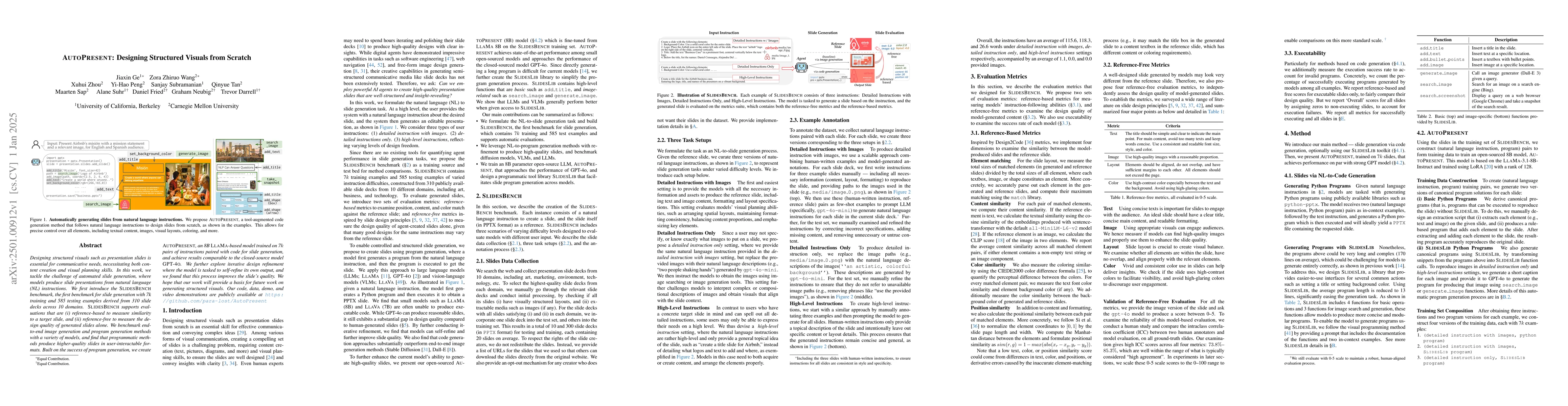 Thumbnail for AutoPresent: Designing Structured Visuals from Scratch