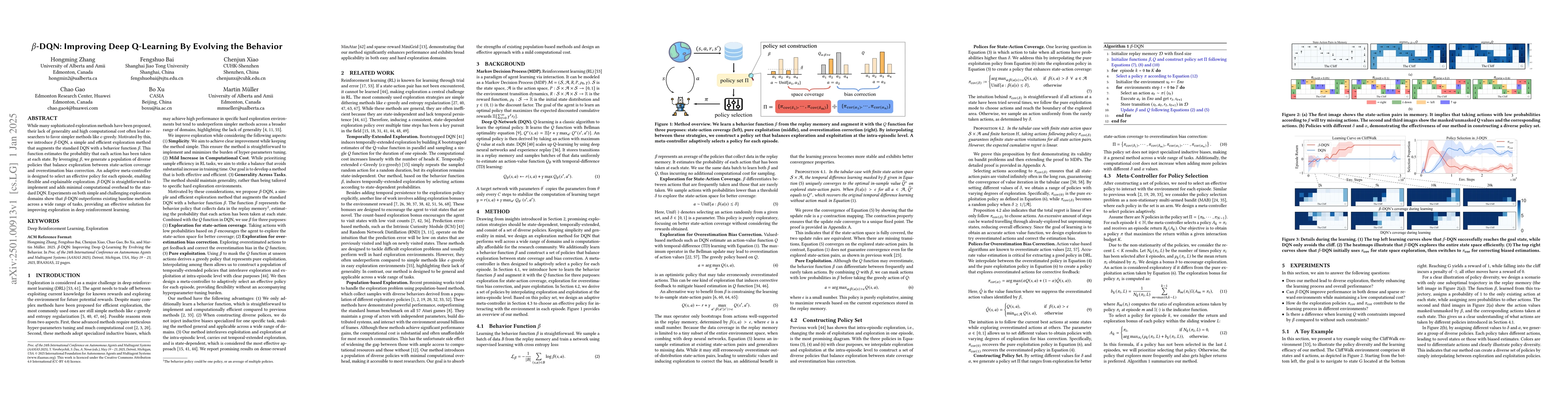 Thumbnail for $β$-DQN: Improving Deep Q-Learning By Evolving the Behavior