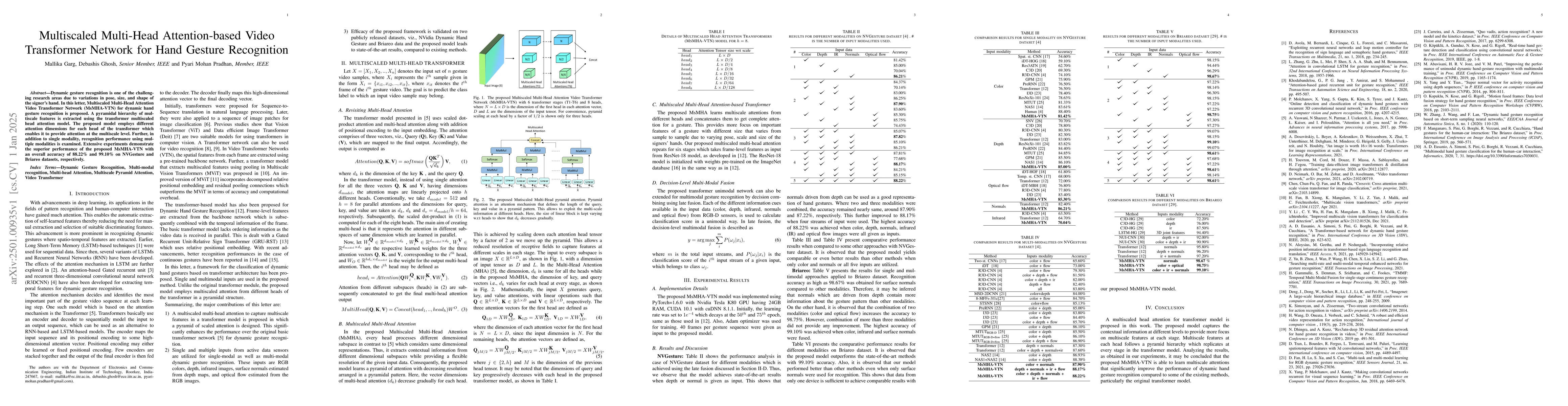 Thumbnail for Multiscaled Multi-Head Attention-based Video Transformer Network for
  Hand Gesture Recognition